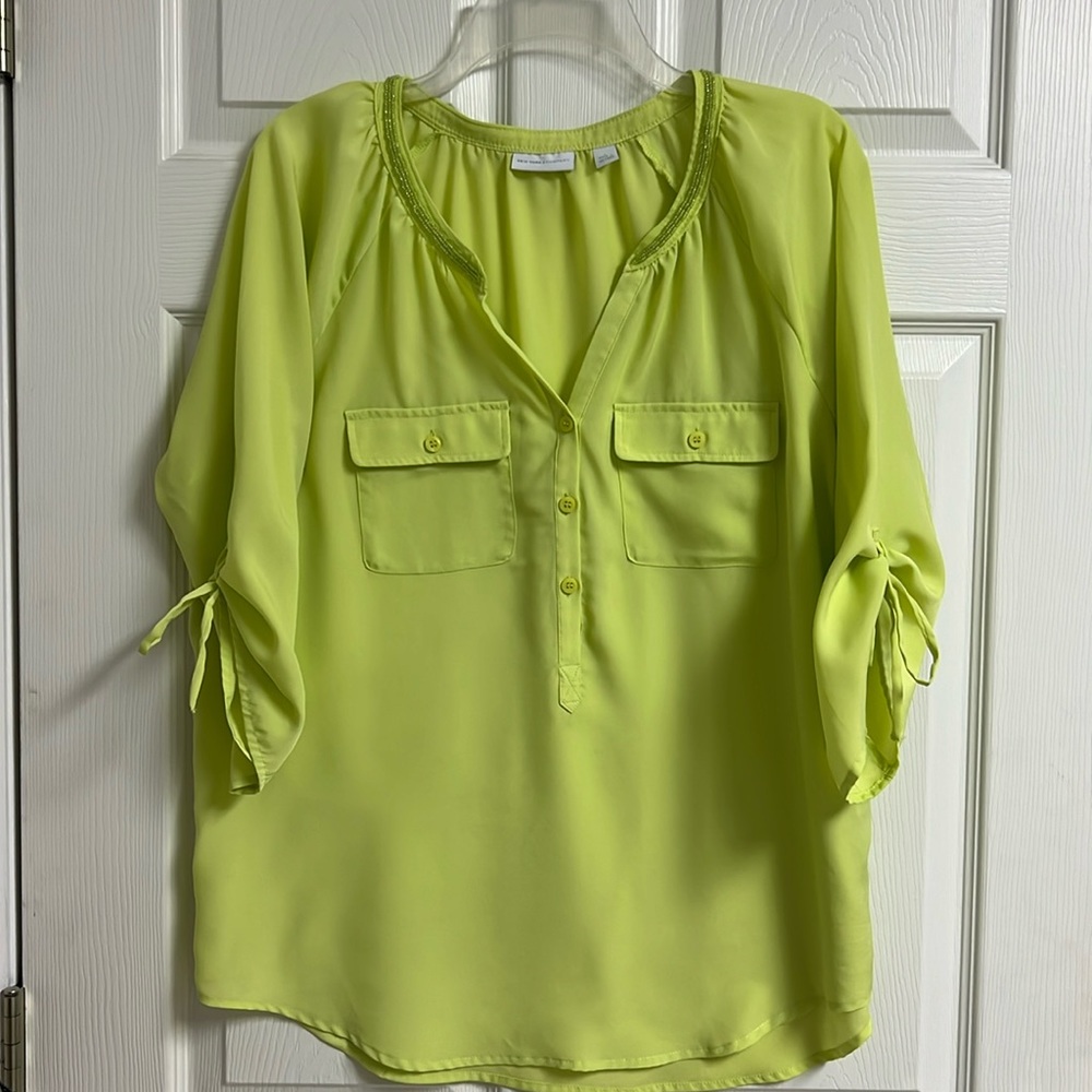 New York & Co. Beautiful shirt with beaded accents